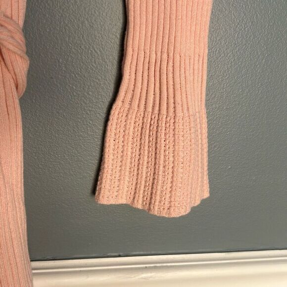 Express baby pink long knit cardigan sweater open front‎ tie waist layering - Picture 2 of 8